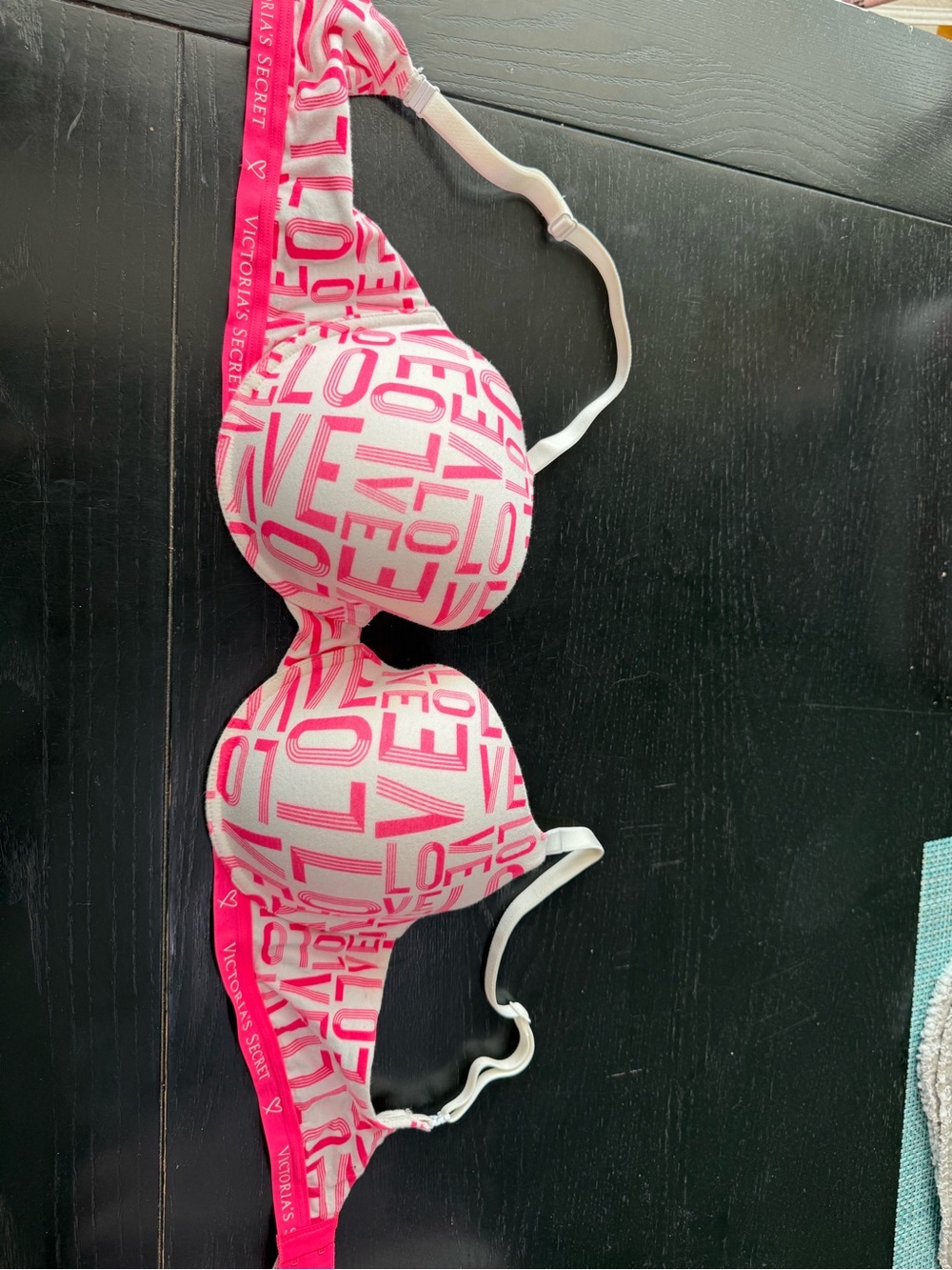 Victoria's Secret Pink/White LOVE Print Push-Up Bikini Top